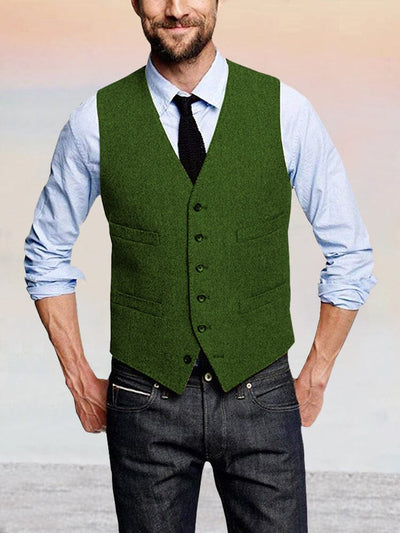 Classic Retro Tweed Vest Vest coofandy Green S 