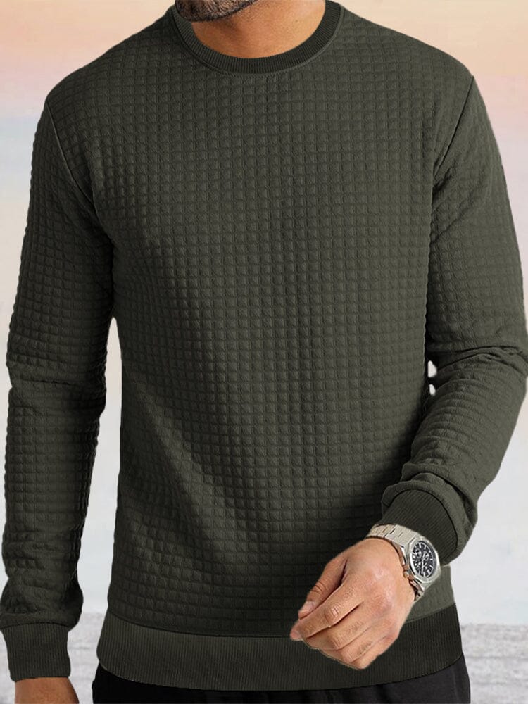 Casual Plaid Textured Sweatshirt Hoodies coofandy Army Green S 