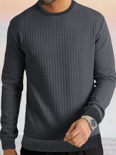 Casual Plaid Textured Sweatshirt Hoodies coofandy Dark Grey S 