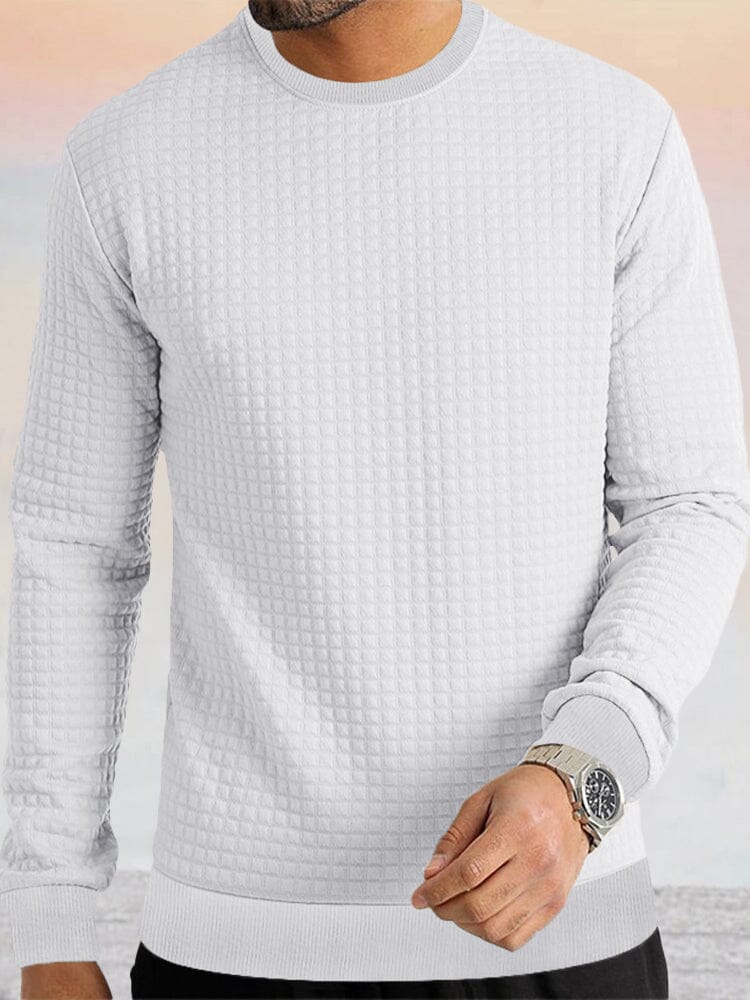 Casual Plaid Textured Sweatshirt Hoodies coofandy White S 