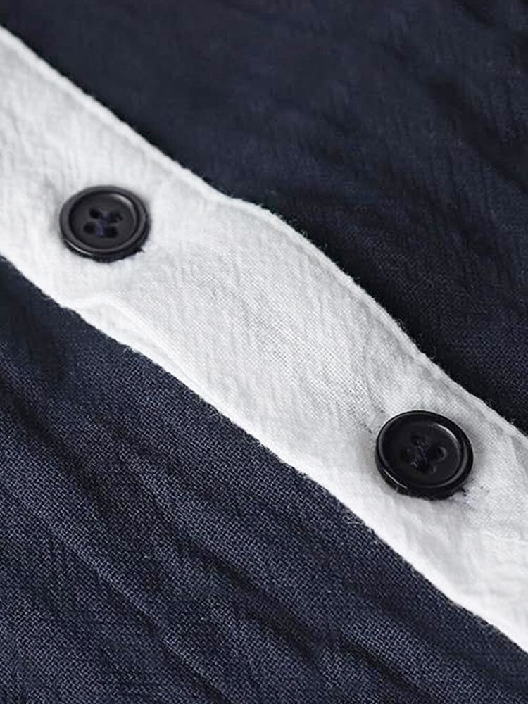 Splicing Cotton Linen Henley Shirt Shirts coofandy 