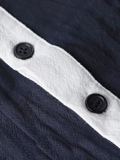 Splicing Cotton Linen Henley Shirt Shirts coofandy 