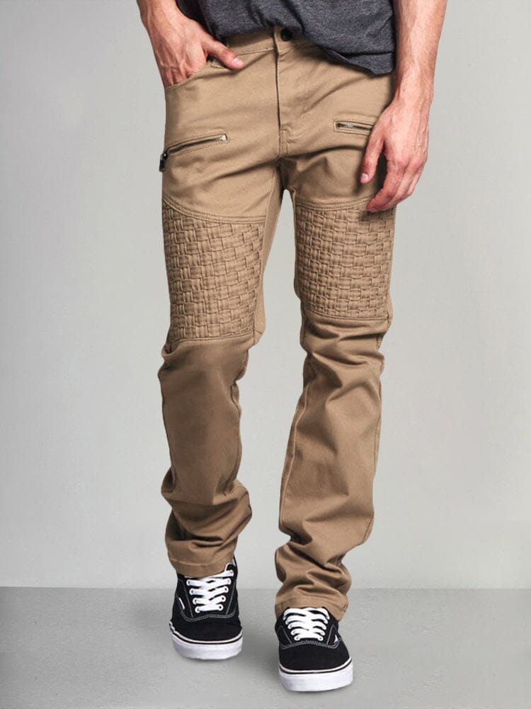 Stylish Splicing Cargo Pants Pants coofandy Khaki M 