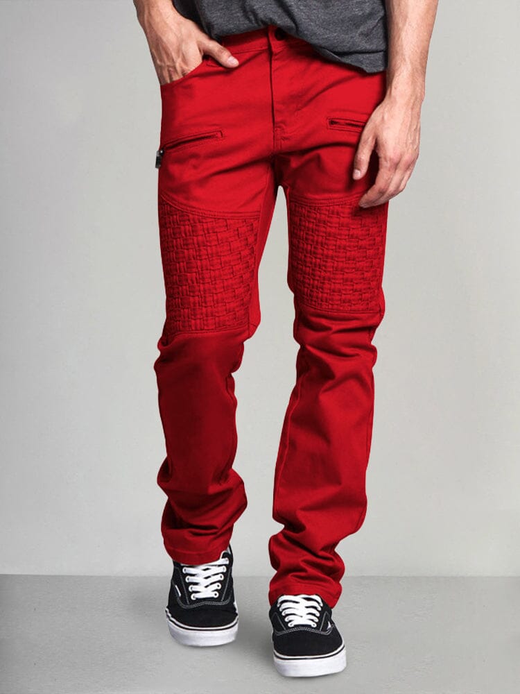 Stylish Splicing Cargo Pants Pants coofandy Red M 