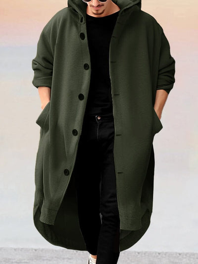 Stylish Long Hooded Outerwear Coat coofandy Army Green S 