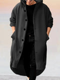 Stylish Long Hooded Outerwear Coat coofandy Black S 