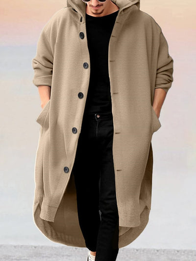 Stylish Long Hooded Outerwear Coat coofandy Apricot S 