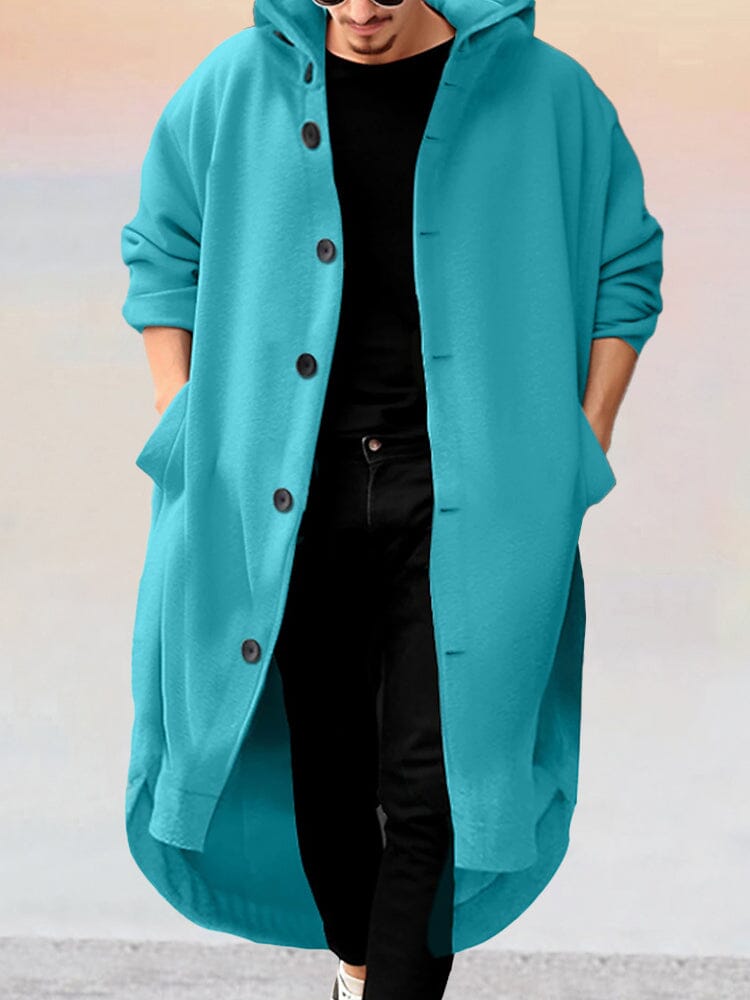 Stylish Long Hooded Outerwear Coat coofandy Mint Green S 