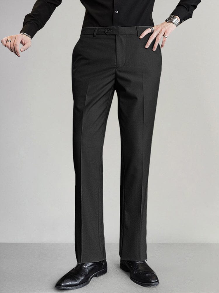 Classic Fit Flat-front Pants Pants coofandy Black S 