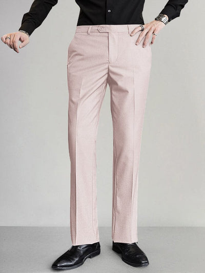 Classic Fit Flat-front Pants Pants coofandy Light Pink S 