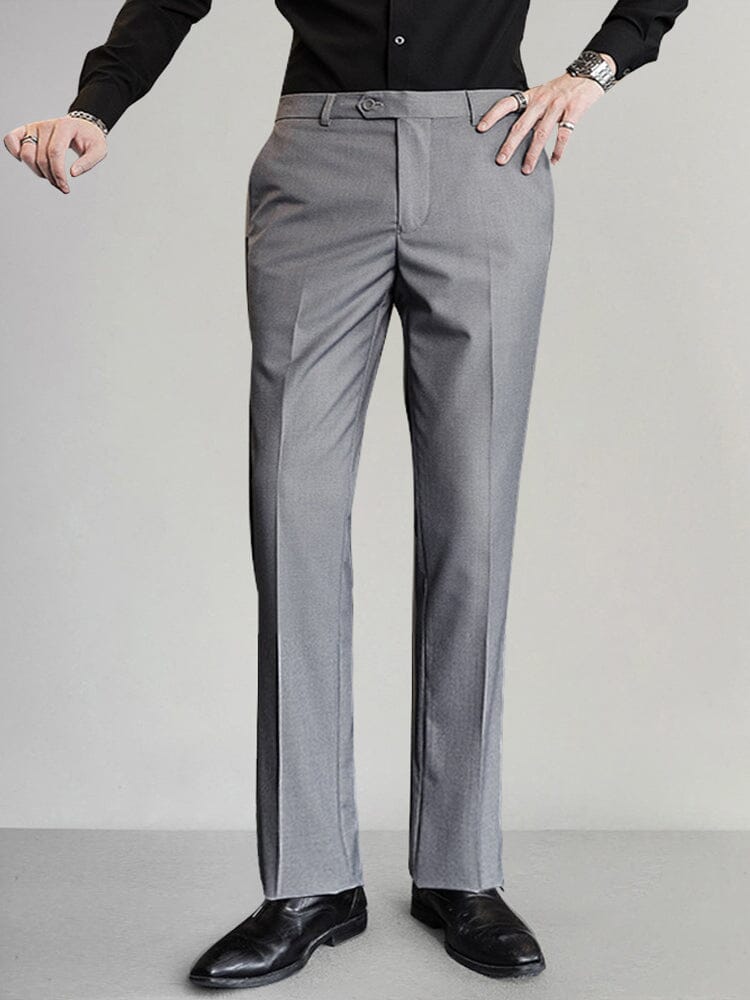 Classic Fit Flat-front Pants Pants coofandy Grey S 