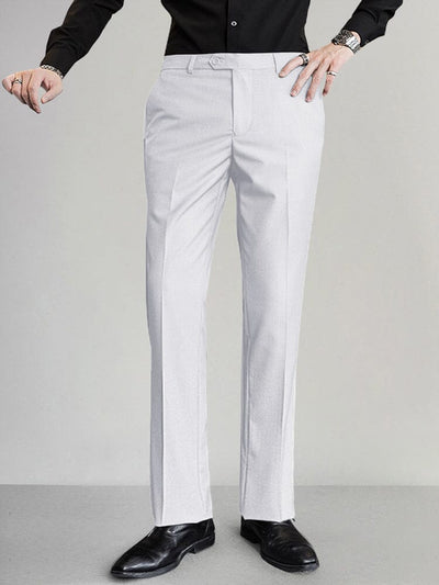 Classic Fit Flat-front Pants Pants coofandy White S 