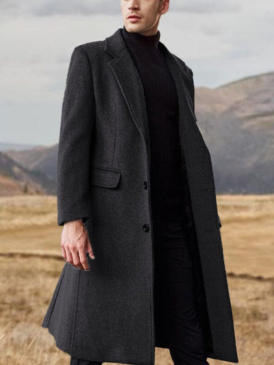 Premium Simple Solid Tweed Coat Coat coofandy Black M 