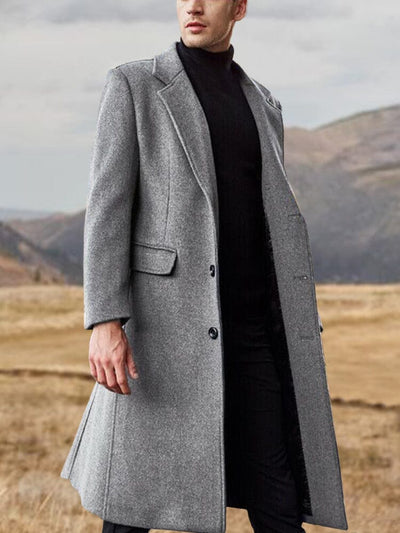 Premium Simple Solid Tweed Coat Coat coofandy Grey M 
