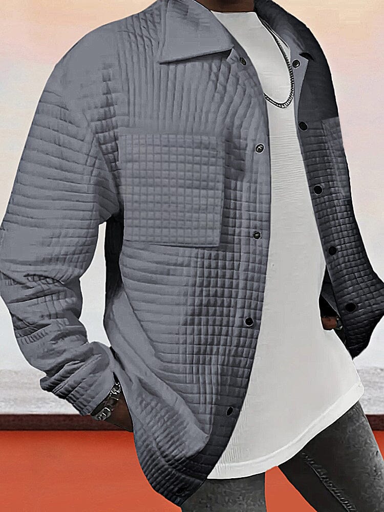 Soft Checkered Texture Jacket Jackets coofandy Grey S 