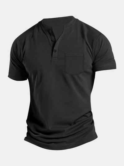 Classic Fit Soft Henley Shirt T-Shirt coofandy Black S 