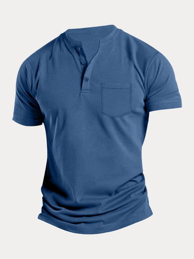 Classic Fit Soft Henley Shirt T-Shirt coofandy Blue S 