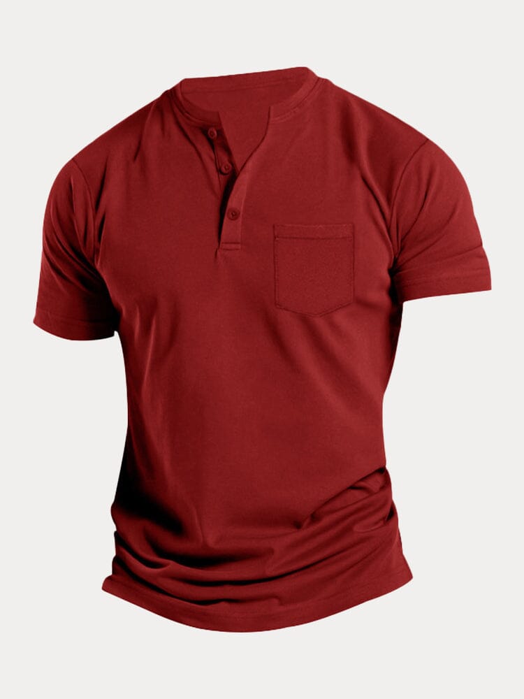 Classic Fit Soft Henley Shirt T-Shirt coofandy Dark Red S 