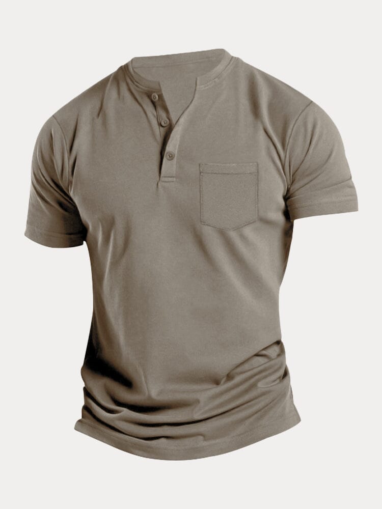 Classic Fit Soft Henley Shirt T-Shirt coofandy Khaki S 