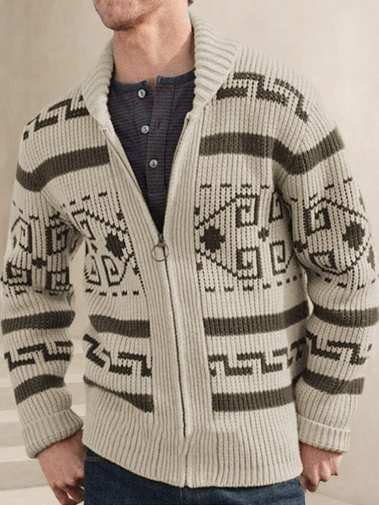 Vintage Shawl-Collar Sweater Coat Cardigans coofandy Light Khaki S 