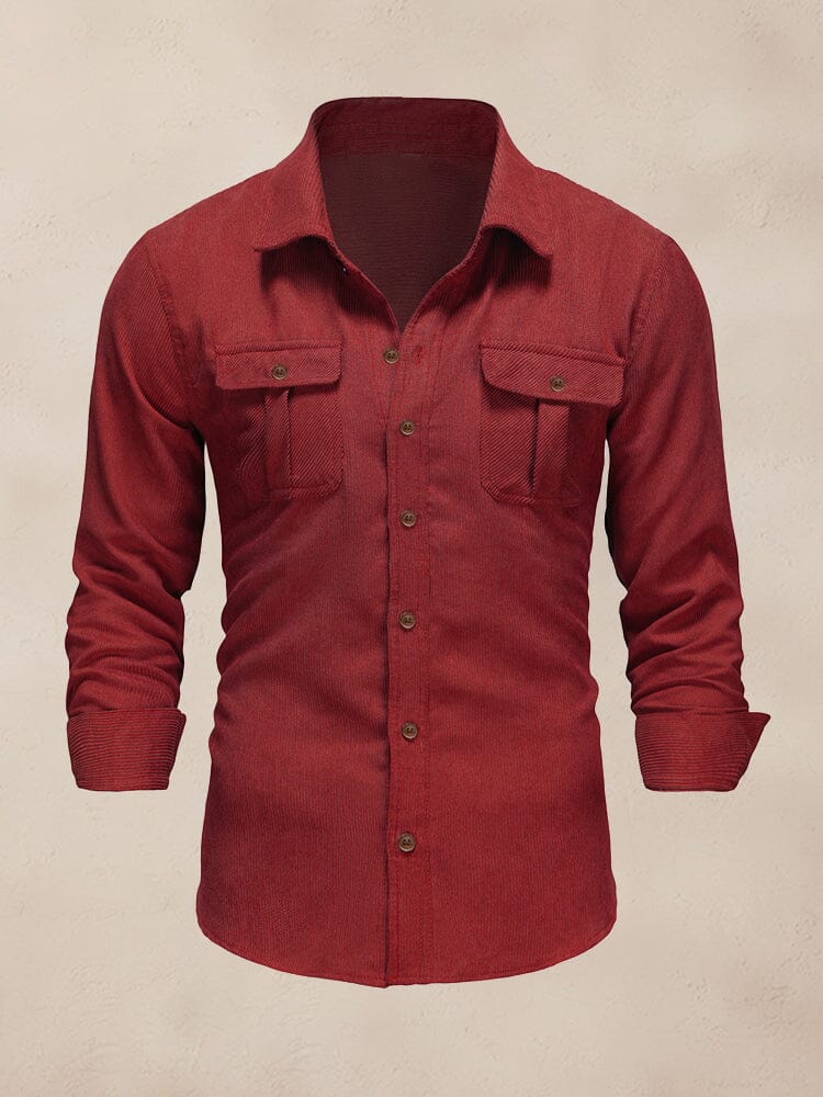 Classic Soft Corduroy Shirt Shirts coofandy Red XS 