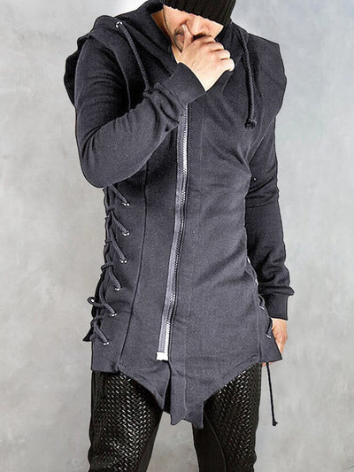 Gothic Style Zipper Hooded Outerwear Jackets coofandystore Dark Grey M 