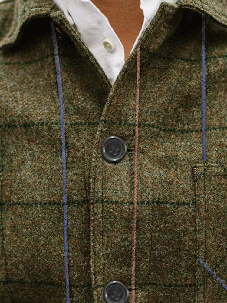 Vintage Plaid Tweed Suit Jacket Jackets coofandy 