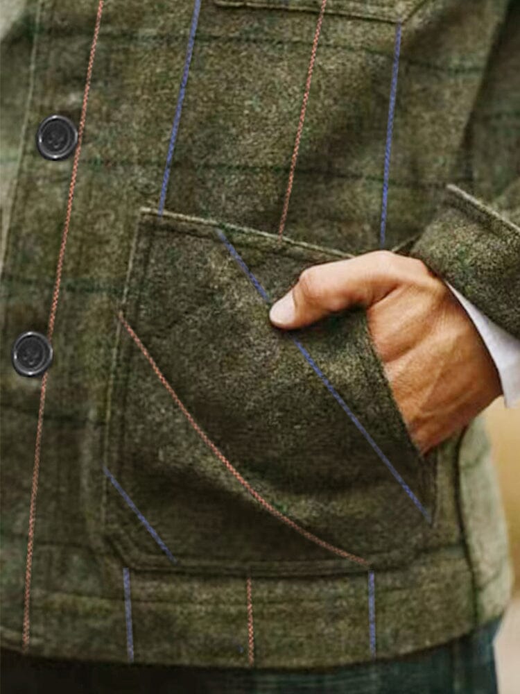 Vintage Plaid Tweed Suit Jacket - Stylish Men's Blazer – COOFANDY