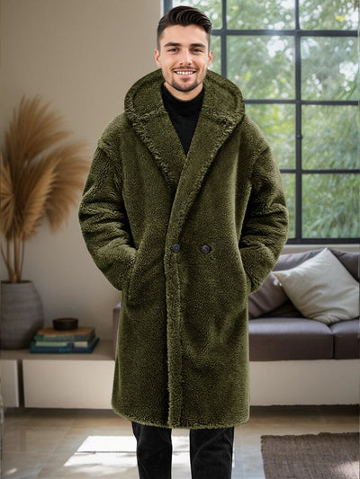 Stylish Thermal Fleece Hooded Coat Coat coofandy Army Green S 