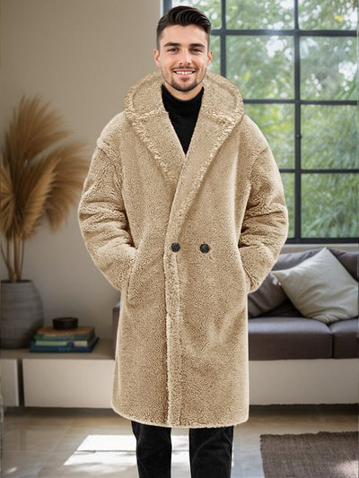 Stylish Thermal Fleece Hooded Coat Coat coofandy Apricot S 