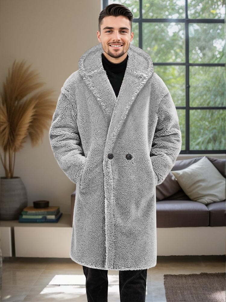 Stylish Thermal Fleece Hooded Coat Coat coofandy Light Grey S 