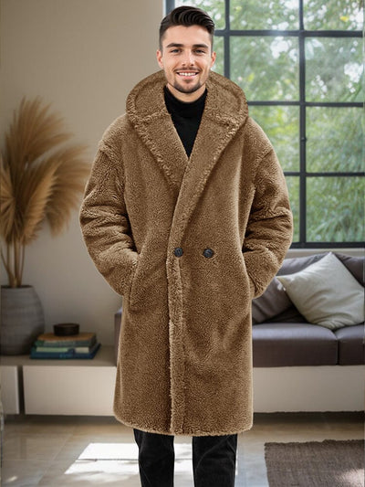 Stylish Thermal Fleece Hooded Coat Coat coofandy Camel S 