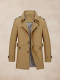 Classic Leisure Trench Coat Coat coofandy Khaki M 