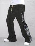 Stylish Paisley Splicing Sweatpants Sweatpants coofandy Black S 