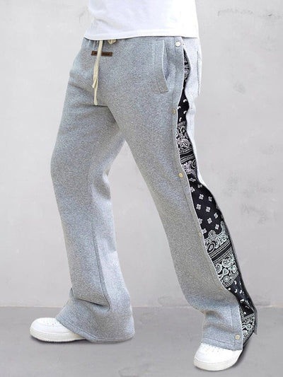 Stylish Paisley Splicing Sweatpants Sweatpants coofandy Light Grey S 