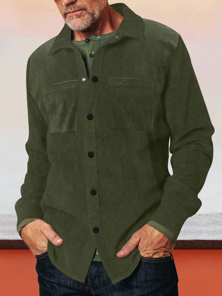 Classic Fit Corduroy Shirt Shirts coofandy Army Green S 