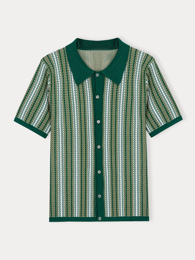 Breathable Cool Polo Collar Knit Top Polos coofandy Green S 