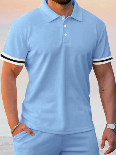 Athleisure Stretch Polo Shirt Sets Sets coofandy 