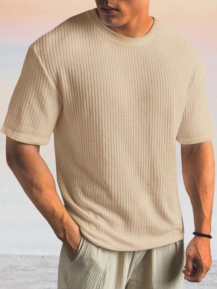 Casual Breathable Stretch T-shirt T-Shirt coofandy Khaki S 