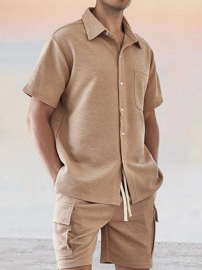 Leisure Texture 2-Piece Shirt Set Sets coofandy 