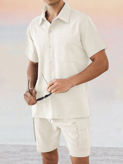 Leisure Texture 2-Piece Shirt Set Sets coofandy White M 