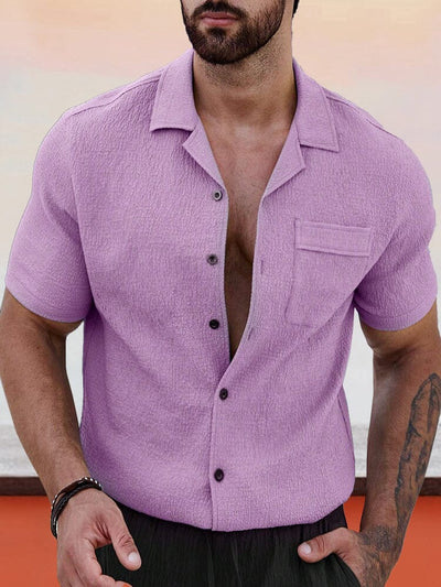 Casual Simple Textured Shirt Shirts coofandy Purple M 