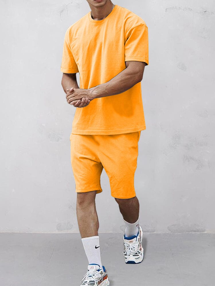 Athleisure 100% Cotton T-shirt Set Sets coofandy Yellow XS 