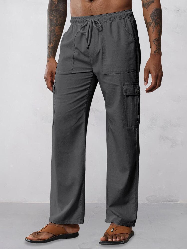 Leisure 100% Cotton Straight Pants Pants coofandy Dark Grey S 