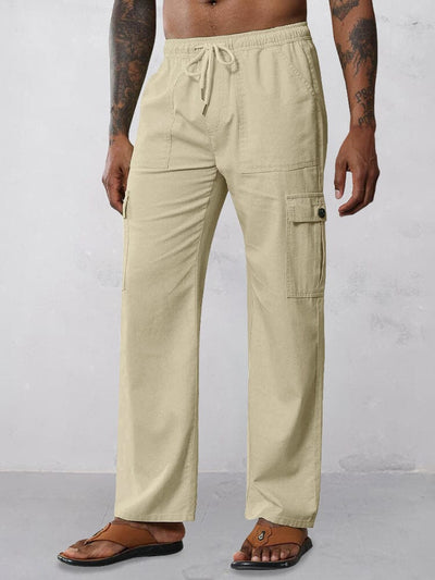 Leisure 100% Cotton Straight Pants Pants coofandy Khaki S 