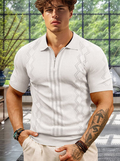 Stylish Lightweight Knit Polo Shirt Polos coofandy White M 
