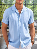 Simple Breathable Beach Shirt Shirts coofandy Clear Blue S 