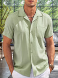 Simple Breathable Beach Shirt Shirts coofandy Green S 