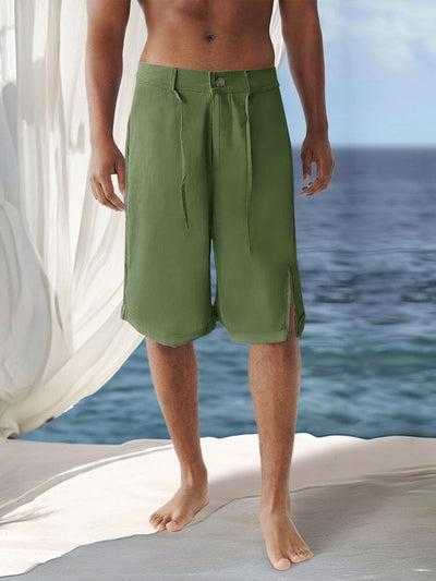 Leisure Serene Cotton Linen Shorts Shorts coofandy Army Green S 