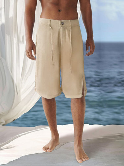 Leisure Serene Cotton Linen Shorts Shorts coofandy Khaki S 